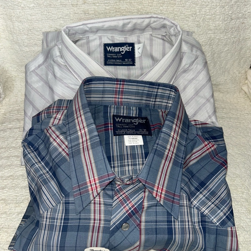 Vtg Wrangler Cowboy Cut X-long Tails Men 18-36 Pearl Snap Western Shirt Top Lot2